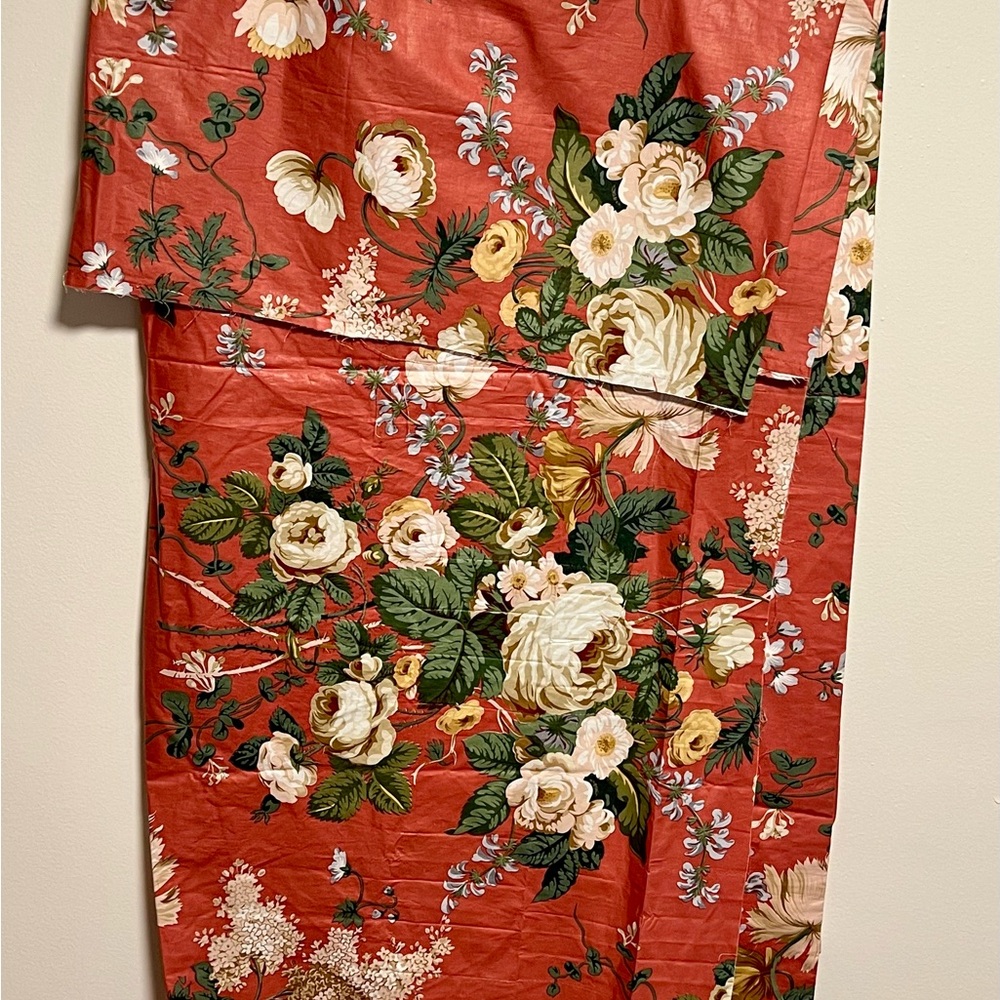 VTG Floral Designer Brunschwig & Fils Fabric in Coral Pink and Green 12 yards - Picture 3 of 14